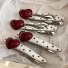 1/2/4pcs Korean Red Hearted Cherry Polka Hair Clip with Sweet and Cute Side Hairbands and Hair Accessories for Women Girls Gifts