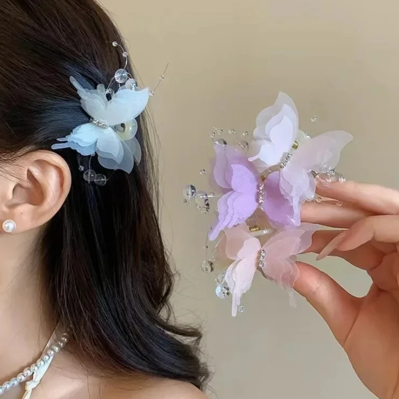 1/2Pcs Tulle Butterfly Hair Clip Women Three Layers Lace Small Shark Hair Clip Girls Colorful Bangs Side Hairpins Hair Accessory - Image 6
