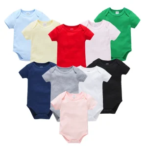 1/3 High Quality Baby Romper Boys Clothing Muslin Blank Bodysuit Girls Pink Plain Colors Jumpsuit One piece Infant Product 0-24M