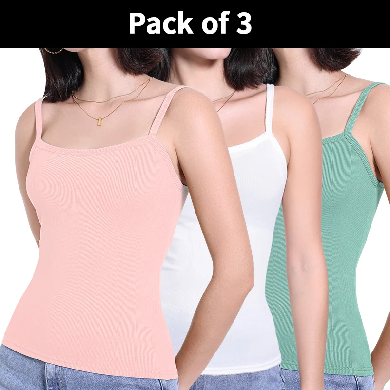 1/3 Pieces Four Seasons Thin Ladies Solid Color Joker Camisole Young Women Plus Size Comfortable and Sexy T-shirt Shirt Casual - Image 5