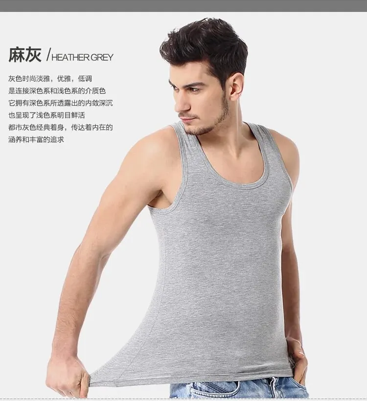 1/3 Pieces Men's Solid Color Basic Cotton Vest Youth Slim Exercise Sweat-absorbent T-shirt Middle-aged Comfortable Bottoming - Image 3