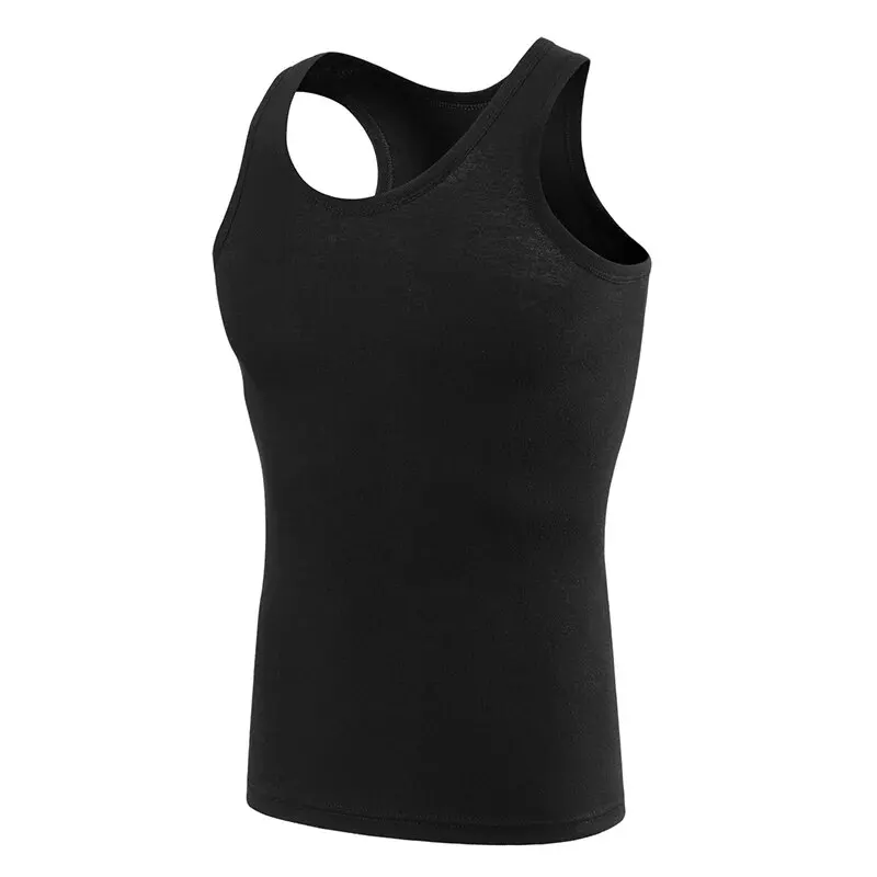 1/3 Pieces Men's Solid Color Basic Cotton Vest Youth Slim Exercise Sweat-absorbent T-shirt Middle-aged Comfortable Bottoming - Image 4