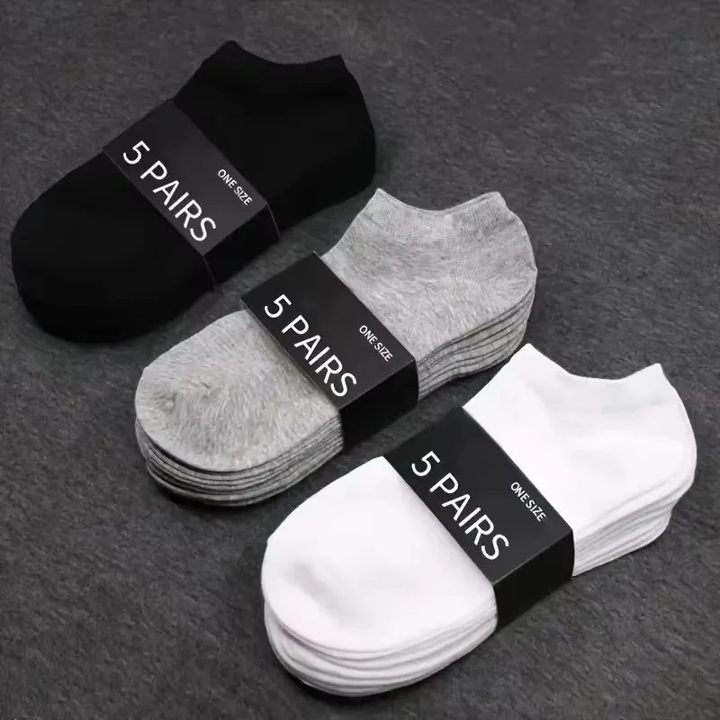 1/3/5/6pairs Men Women Socks Black White Grey Comfortable Breathable Ankle Socks Spring Summer 2024 Short Socks Low Cut Thin