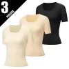 1/3Pcs Women's Short-Sleeved Summer V-Neck Solid-Color T-Shirt Versatile Fashionable Sporty Comfortable Breathable Top Home Wear