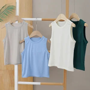 1/4 Pcs Children's Solid Color Joker Basic Multi-color Vest Summer Boys And Girls Sleeveless Tops Boys Comfortable Joker Brother