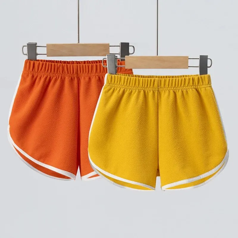 1/4 Piece Children's Solid Color Joker Small Hot Pants Boys And Girls Sports Casual Shorts Comfortable Elastic Waist Beach Pants - Image 2