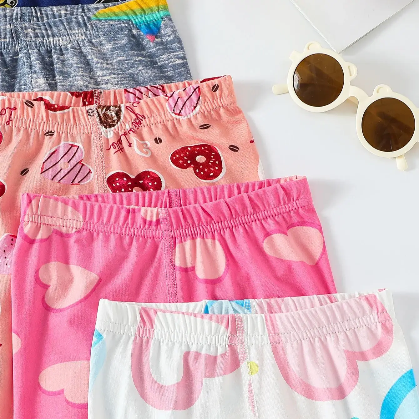 1/4/6 Pieces Girls' Seasonal Thin Sweet Cute Fashionable Printed Bottom Shorts Anti Gare Safety Pants Soft Leggings Home Pants - Image 6