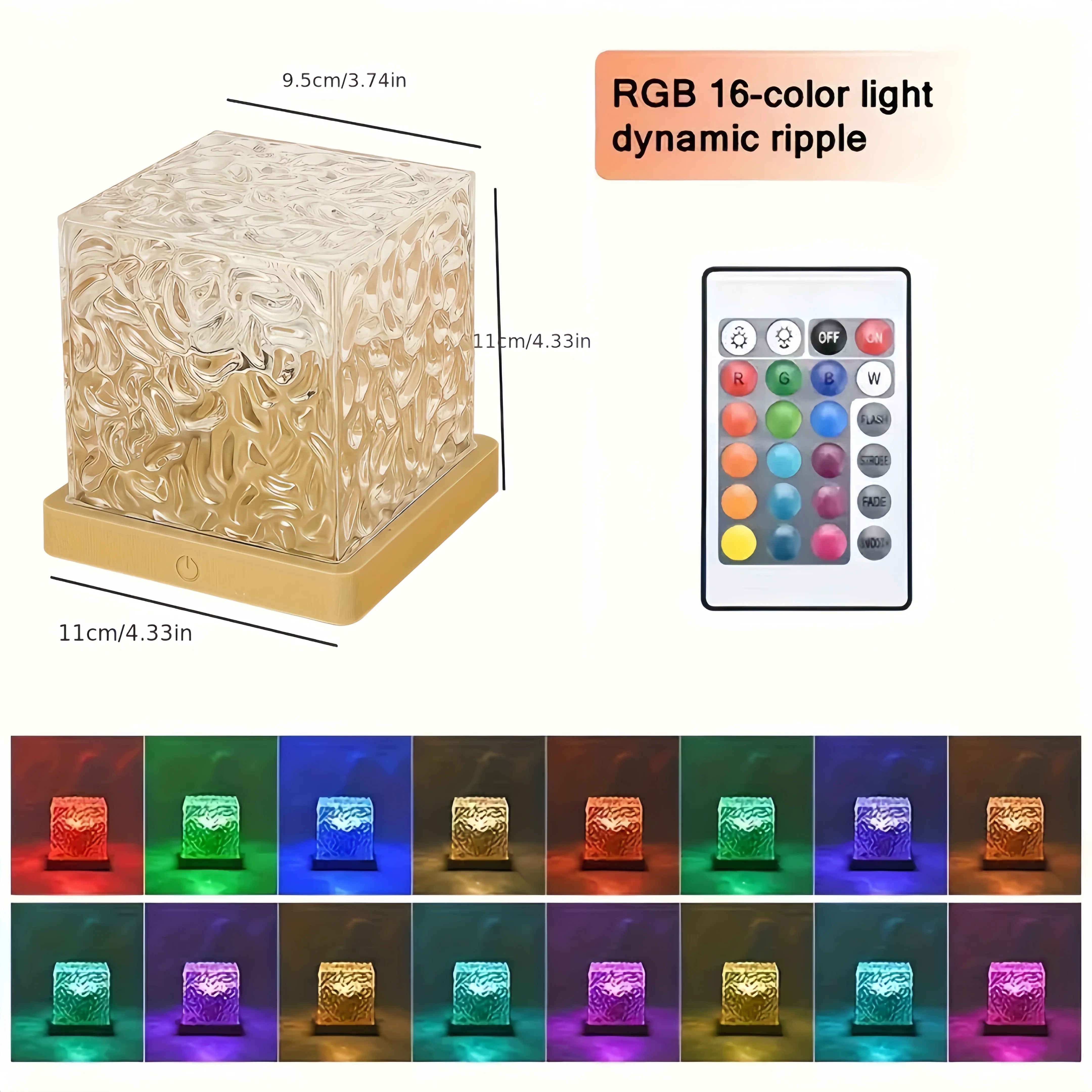 16 Colors Water Ripple Projector Dynamic Rotating LED Night Light with Remote Dimming Family Bedroom Romantic Ocean Decor Lamp - Image 3