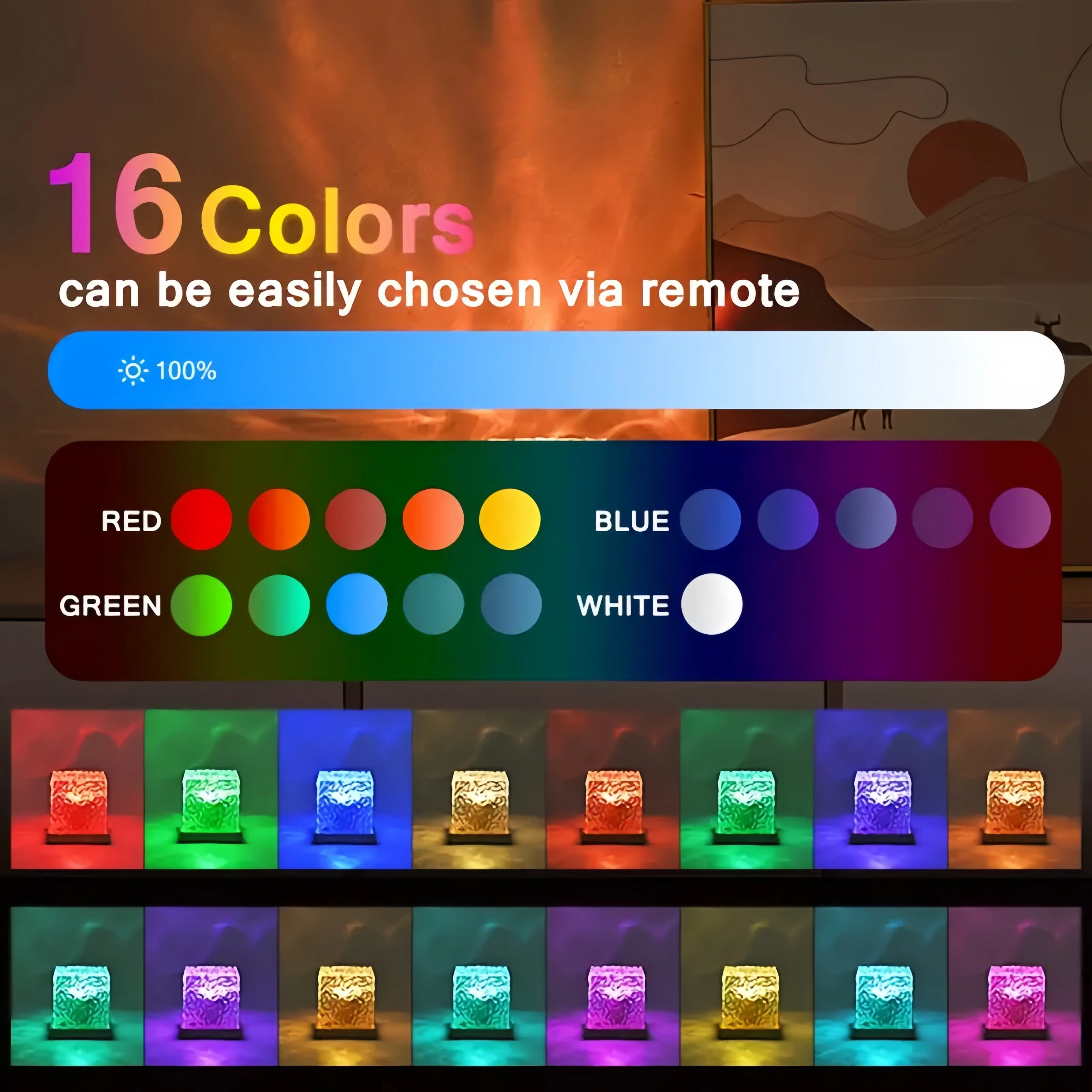 16 Colors Water Ripple Projector Dynamic Rotating LED Night Light with Remote Dimming Family Bedroom Romantic Ocean Decor Lamp - Image 4