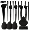 19pcs makeup tool set, including 13pcs soft makeup brushes, 3 triangular powder puffs, and 3 droplet shaped beauty eggs ​