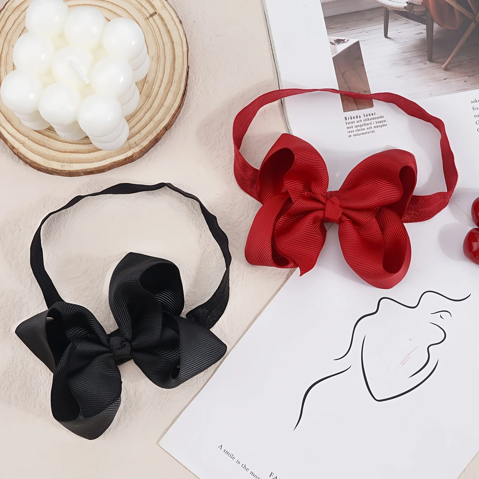 1PC 4inches Solid Color Grosgrain Ribbon Bows Headband For Kids Girls Cute Bowknot With Elastic Band Headwear Hair Accessories - Image 5