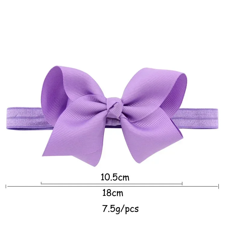 1PC 4inches Solid Color Grosgrain Ribbon Bows Headband For Kids Girls Cute Bowknot With Elastic Band Headwear Hair Accessories - Image 3