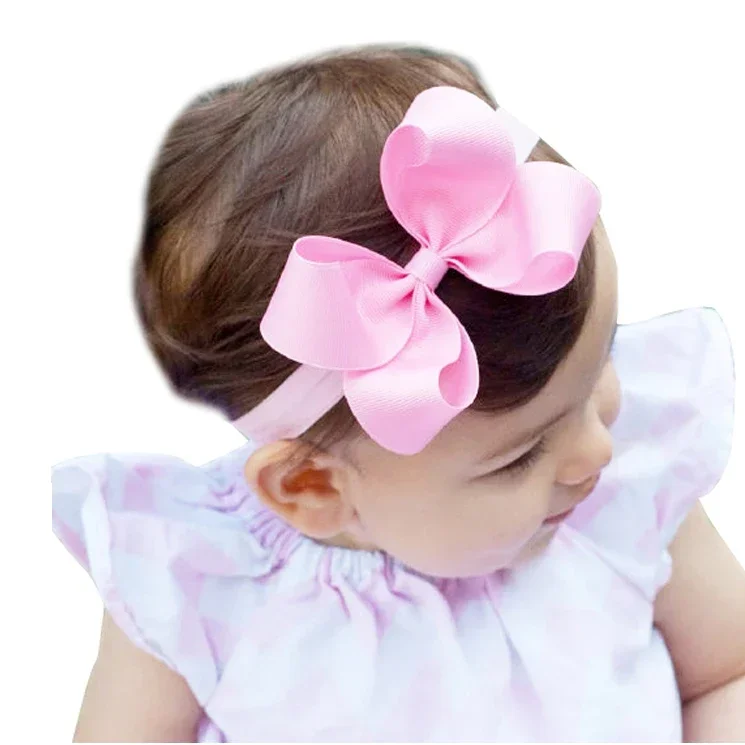 1PC 4inches Solid Color Grosgrain Ribbon Bows Headband For Kids Girls Cute Bowknot With Elastic Band Headwear Hair Accessories - Image 4