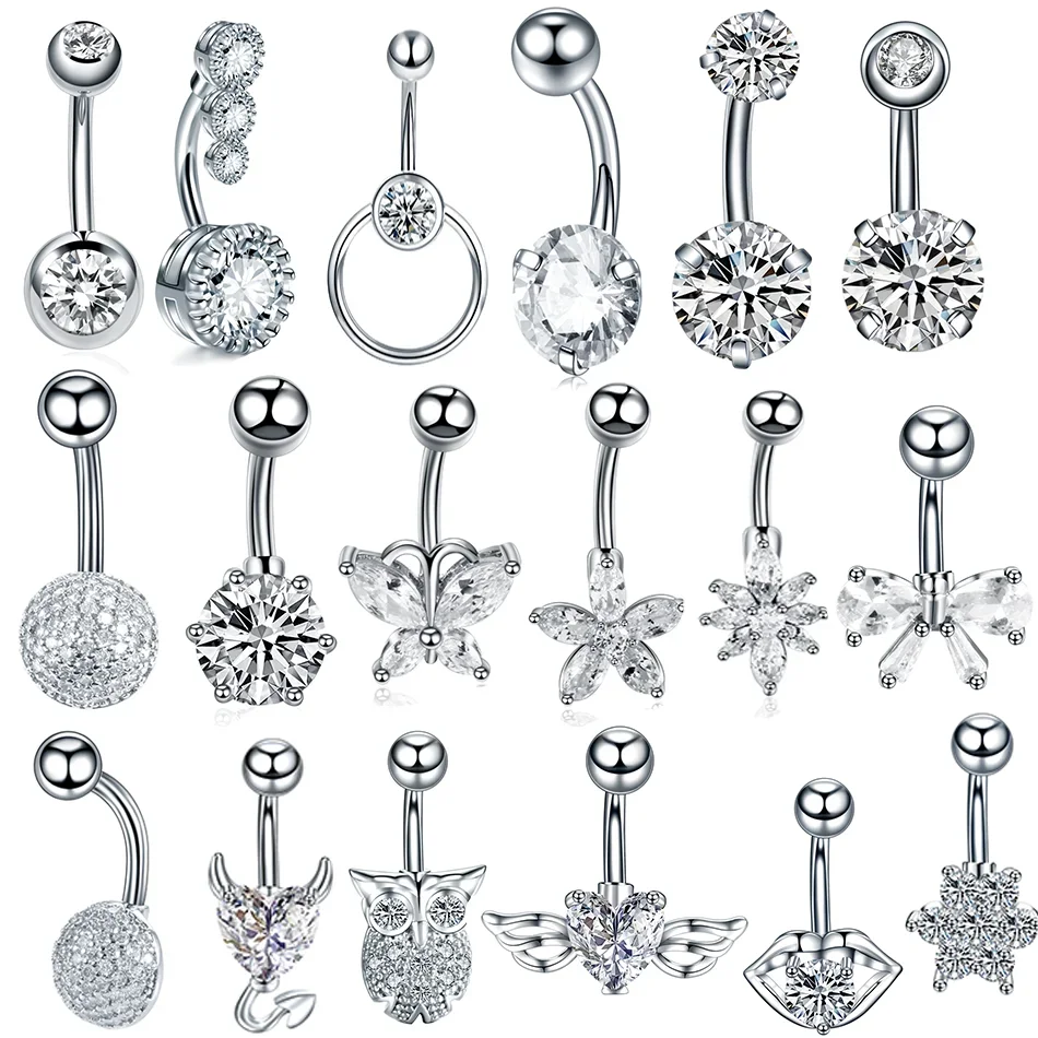 1PC Crystal Belly Button Rings For Women Navel Ring Zircon Drop Dangle Body Jewelry Piercing Beach Belly Navel Rings