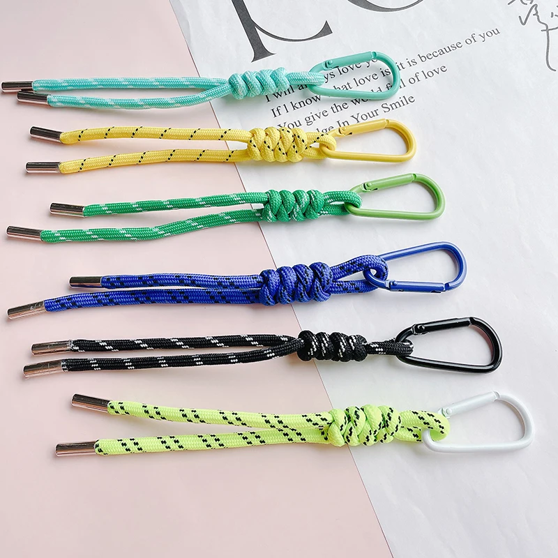 1PC Nylon Handmade Rope Keychain Y2K Fashion Bag Pendant Jewelry DIY Colorful Pendant Gift - Image 6
