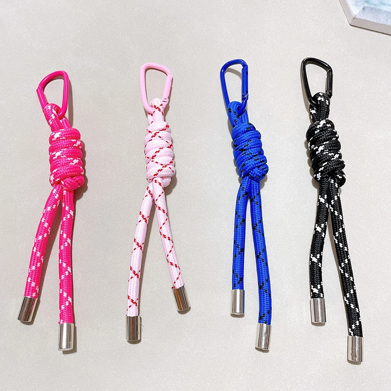 1PC Nylon Handmade Rope Keychain Y2K Fashion Bag Pendant Jewelry DIY Colorful Pendant Gift - Image 4