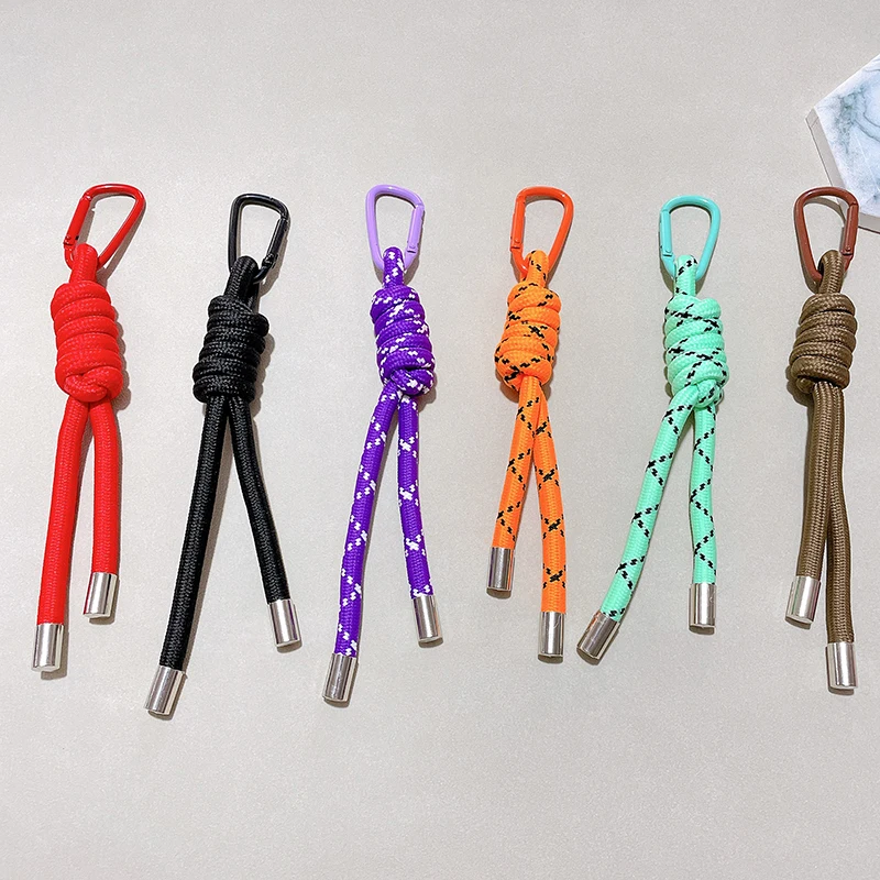 1PC Nylon Handmade Rope Keychain Y2K Fashion Bag Pendant Jewelry DIY Colorful Pendant Gift