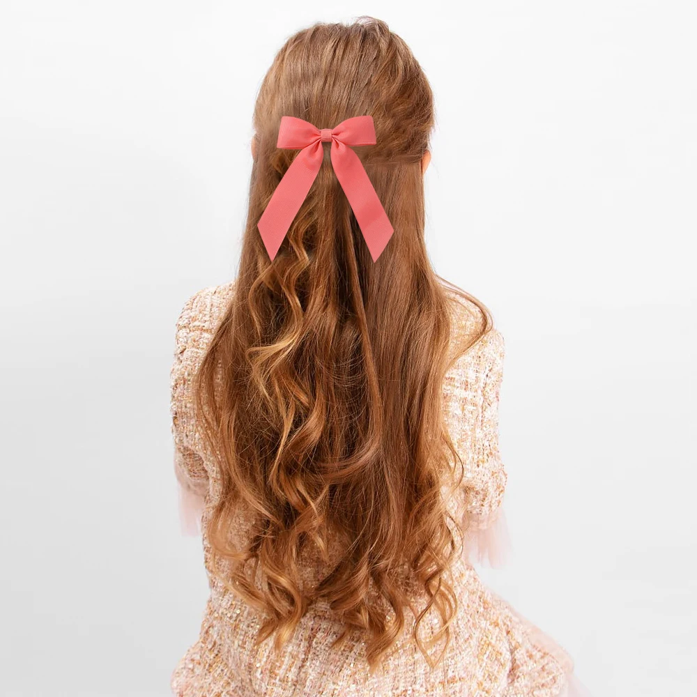 1PC Solid Color Ribbon Pigtail Hair Bows Elastic Hair Bands Holders Ties Hair Accessories for Baby Girls Infants Toddler - Image 4