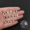 1PC Stainless Steel Earrings For Women Crystal Zircon Ear Studs Earrings Star Moon Flower Tragus Cartilage Piercing Jewelry
