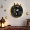 1PC,Ramadan (رمضان) simple wooden circular moon decorative nail wall display rack, DIY assembled Floating Shelf/Shelves