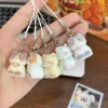 1PCS Flocking Animal Dog Cat Pendant Cute Keychain Keyring Bag Car Keychain Decor Keychains Accessories Phone Chain Lanyard