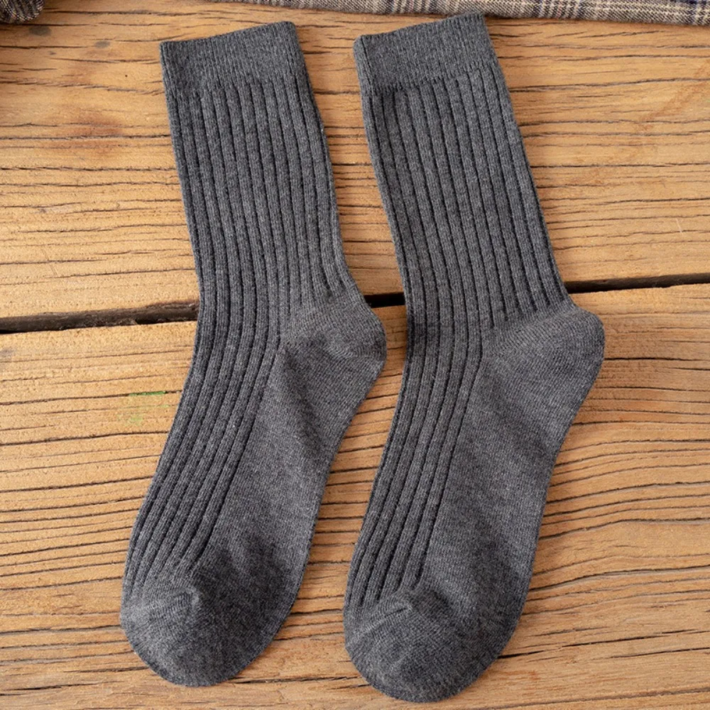 1Pairs Retro Women Cotton Loose Socks Autumn Winter Knitting Socks Solid Color Long Black Pink Sock Student Girls Sock Meias 양말 - Image 5