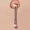 1Pc 2in1 Contour Blush Brush Soft Nylon Bristles ABS Handle for All Skin Types Face Cheek Makeup Professional Powder Tool Kit