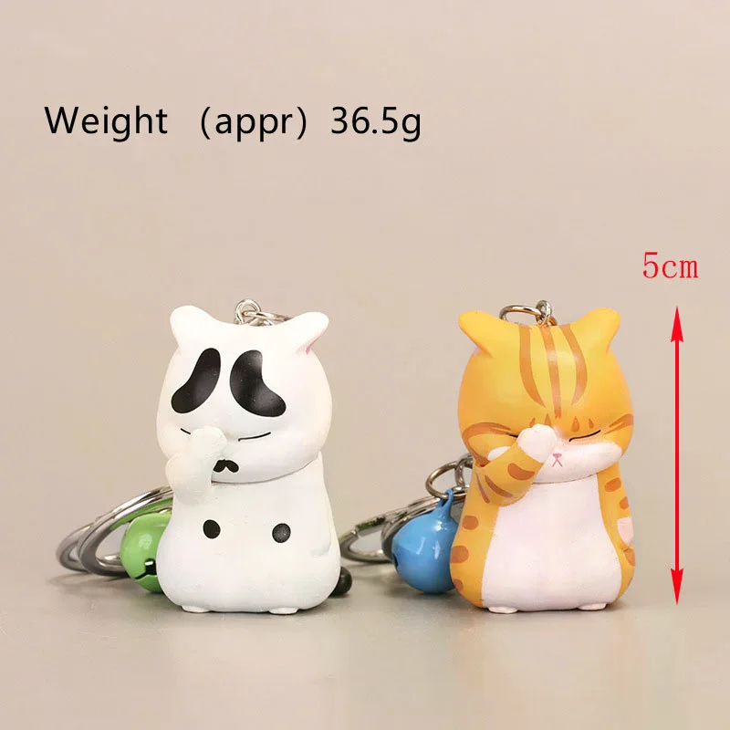 1Pc Alloy+resin Cute Shy Cat Keychains Chubby Kitten Keyring Trinket Bag Ornament Keys - Image 3