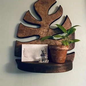 1Pc Simple Wooden Decorative Wall Shelf Natural Wood Finish Small Storage Rack for Home Decoration Small Plants