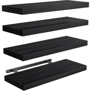 1Pc Wall Mounted Floating Shelves Wooden Thicker Storage Shelf Deeper Multi Functional Bathroom Shelves for Living Room Kitchen