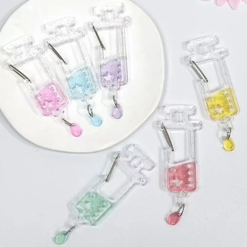 1Pcs Cute Anime Backpack Charm Girls Aesthetic Climbing Hook Accessory Nurse Needle Carabiner Acrylic Shaped Bag Keychain - Image 4