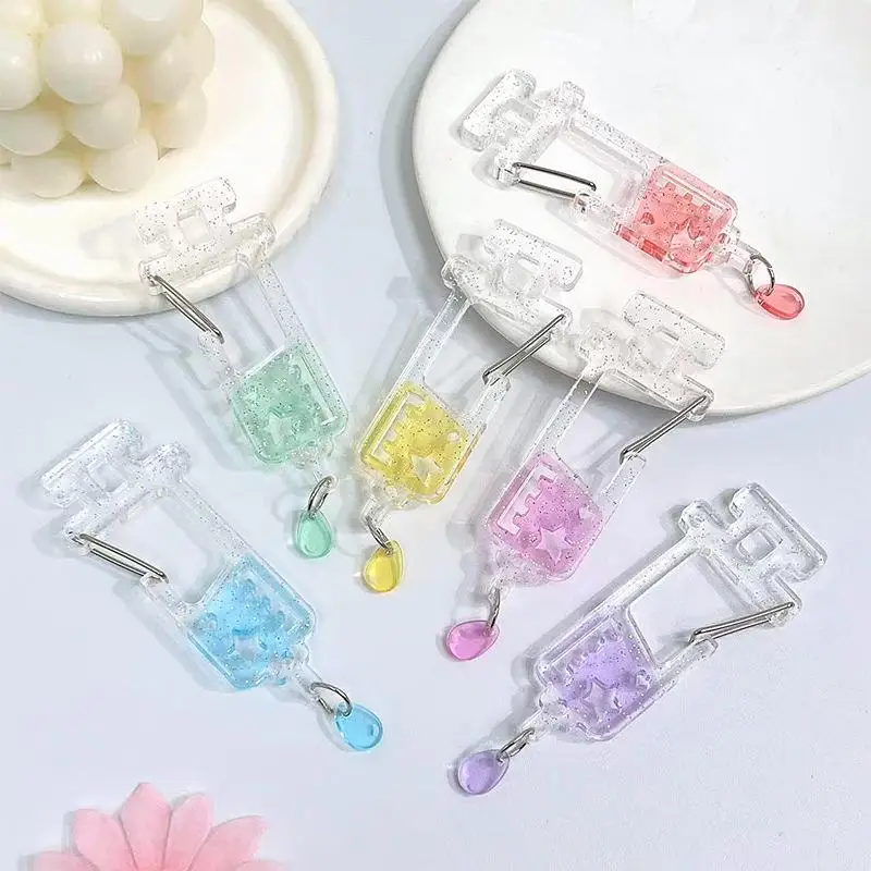 1Pcs Cute Anime Backpack Charm Girls Aesthetic Climbing Hook Accessory Nurse Needle Carabiner Acrylic Shaped Bag Keychain