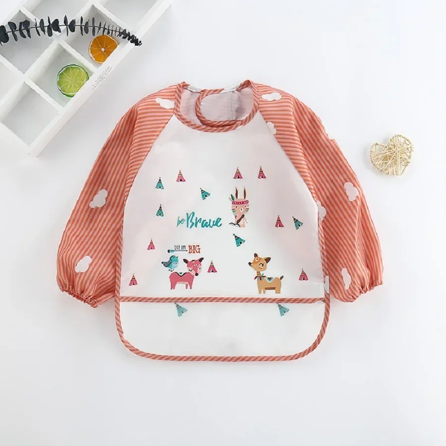 1Pcs Toddler Baby Cartoon Long Sleeve Art Apron Waterproof Eating Smock Infant Animal Smock Soft Baby Bib Burp Clothes - Image 2