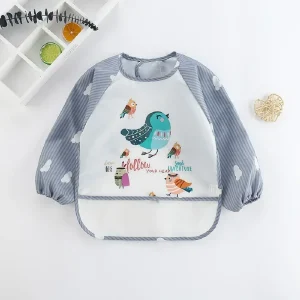 1Pcs Toddler Baby Cartoon Long Sleeve Art Apron Waterproof Eating Smock Infant Animal Smock Soft Baby Bib Burp Clothes