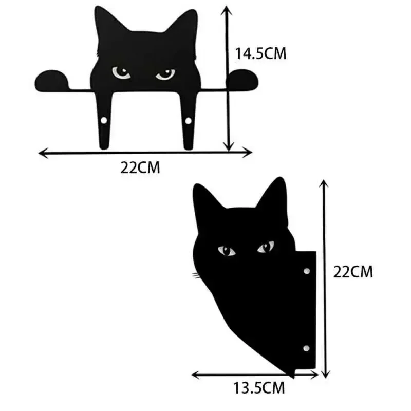 1pc Cat Sculpture Gifts Lawn Ornament Black Metal Peeping Cat Cats Yard Sculpture Iron Art Silhouette Garden Decoration - Image 2