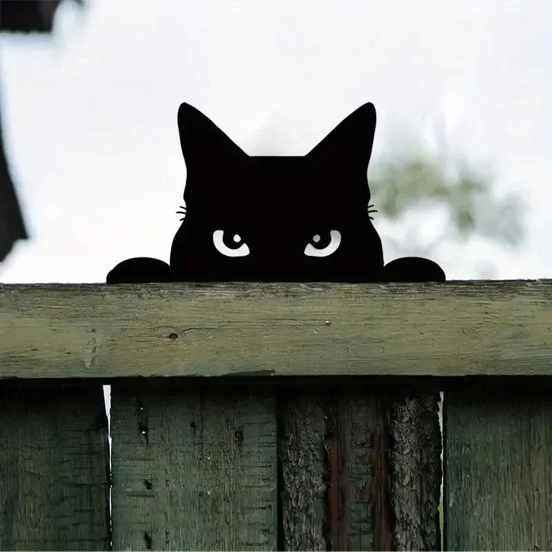 1pc Cat Sculpture Gifts Lawn Ornament Black Metal Peeping Cat Cats Yard Sculpture Iron Art Silhouette Garden Decoration - Image 3