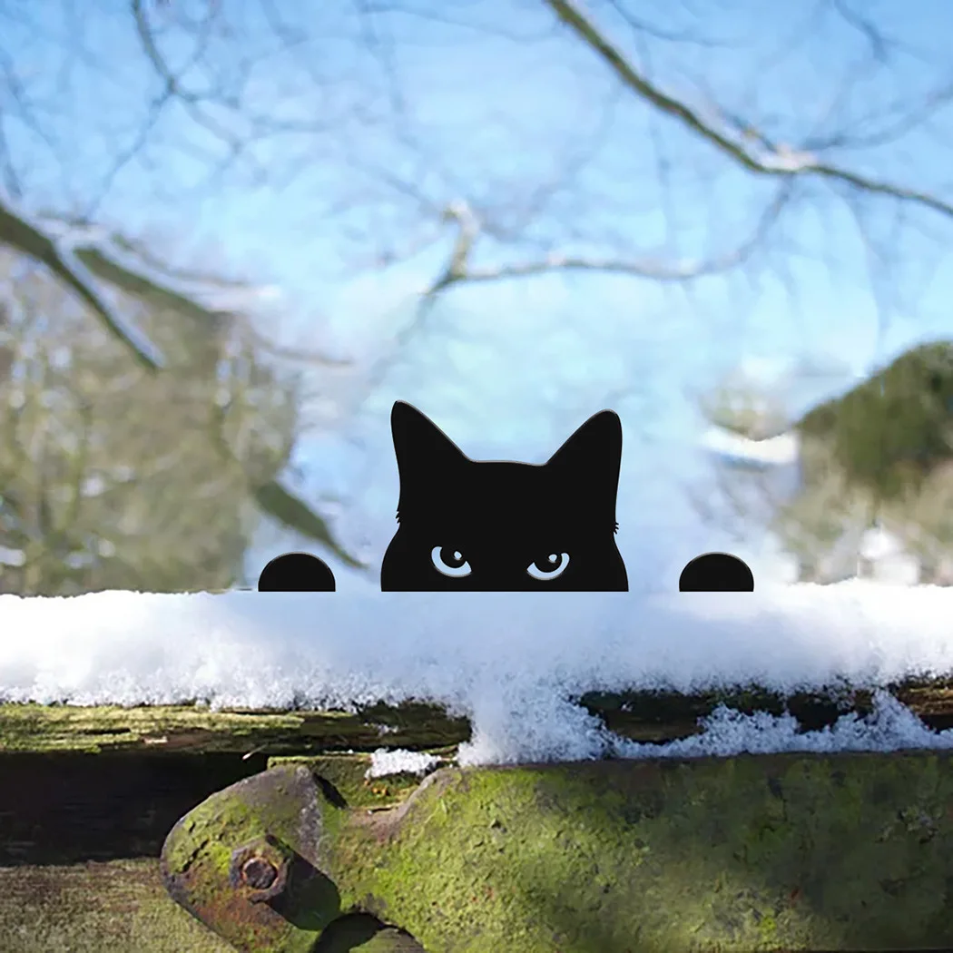 1pc Cat Sculpture Gifts Lawn Ornament Black Metal Peeping Cat Cats Yard Sculpture Iron Art Silhouette Garden Decoration - Image 4