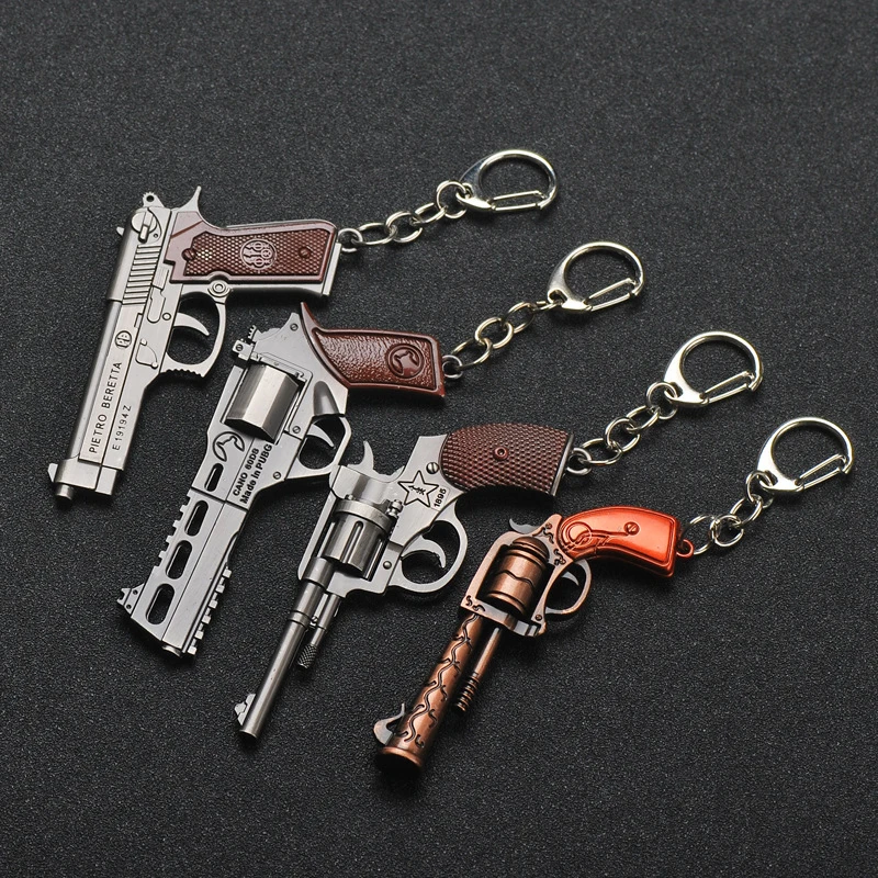 1pc Cool Game Pistol Shape Keychain Metal P92 R45 R1895 Model Toy Key Ring Gift - Image 2