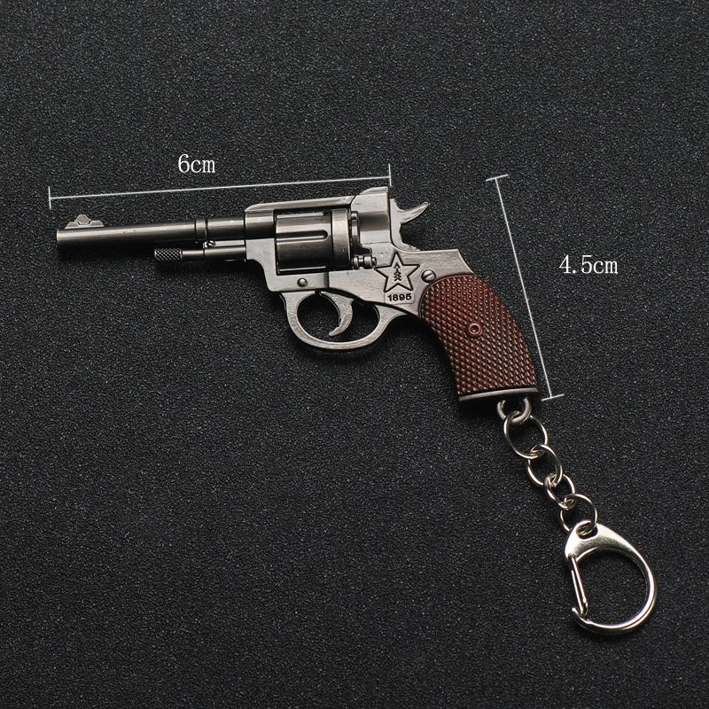 1pc Cool Game Pistol Shape Keychain Metal P92 R45 R1895 Model Toy Key Ring Gift - Image 4