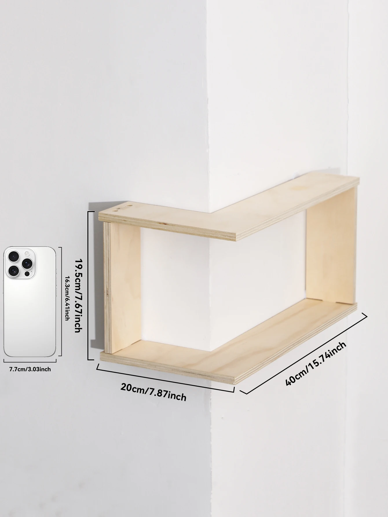 1pc Corner Floating Wooden Shelves Wall Mounted Storage Rack for Living Room Bedroom Home Organizer for Plant & Ornament Display - Image 6