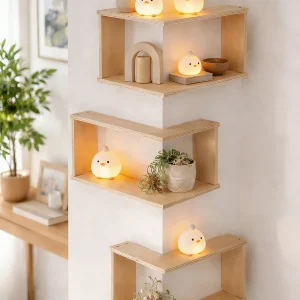 1pc Corner Floating Wooden Shelves Wall Mounted Storage Rack for Living Room Bedroom Home Organizer for Plant & Ornament Display