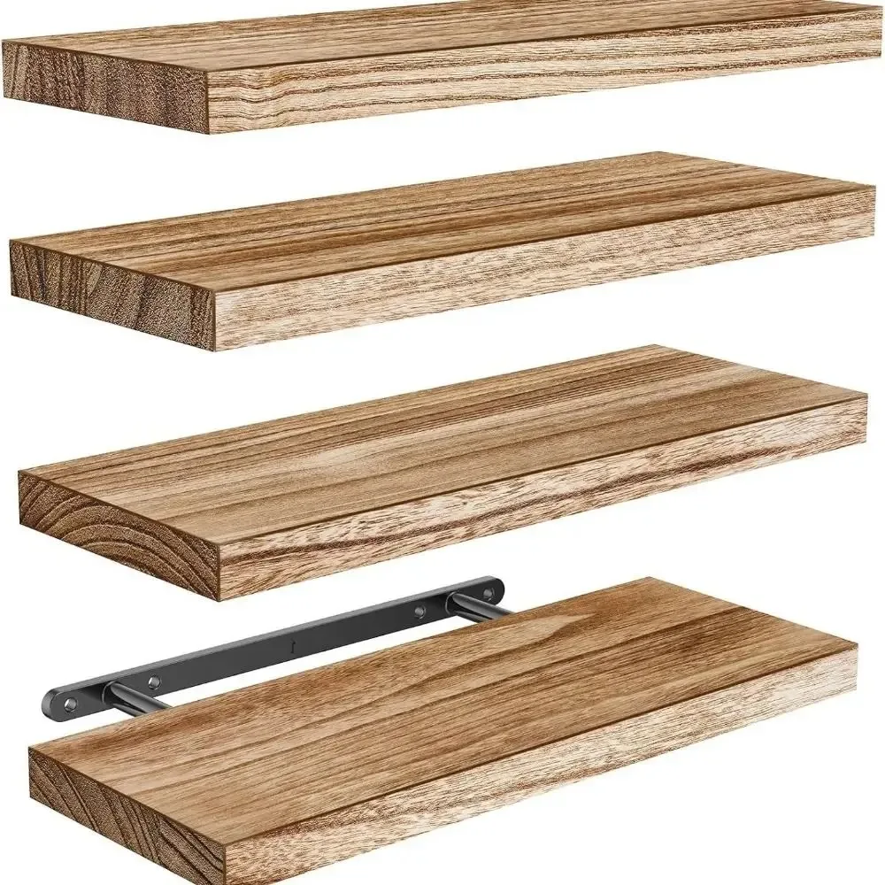 1pc Floating Shelves Wooden Wall Mounted Storage Shelf Deeper Thicker Bathroom Shelves for Living Room, Bedroom, Kitchen - Image 2