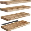 1pc Floating Shelves Wooden Wall Mounted Storage Shelf Deeper Thicker Bathroom Shelves for Living Room, Bedroom, Kitchen