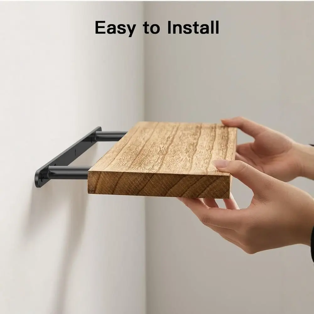 1pc Floating Shelves Wooden Wall Mounted Storage Shelf Deeper Thicker Bathroom Shelves for Living Room, Bedroom, Kitchen - Image 2
