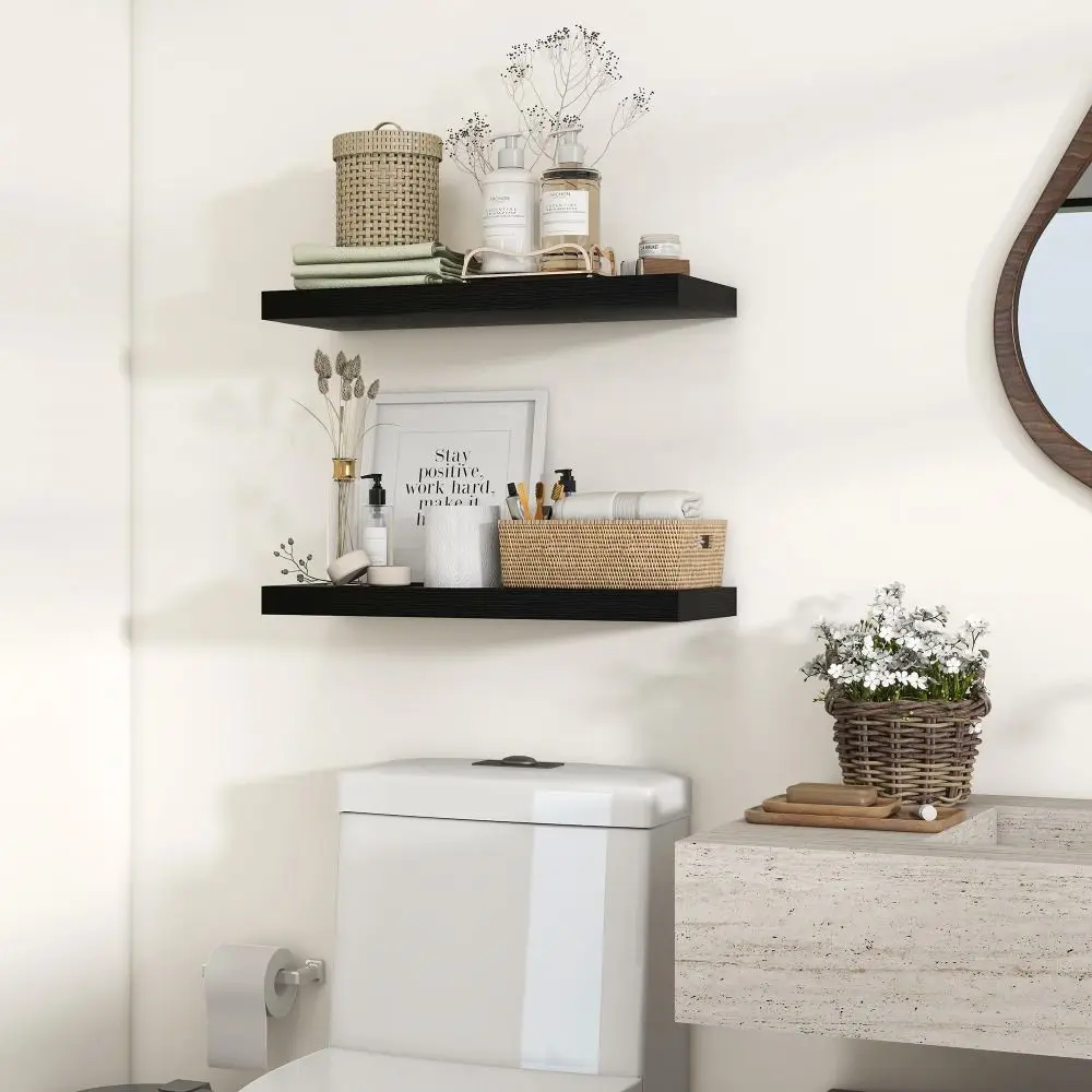 1pc Floating Shelves Wooden Wall Mounted Storage Shelf Deeper Thicker Bathroom Shelves for Living Room, Bedroom, Kitchen - Image 2