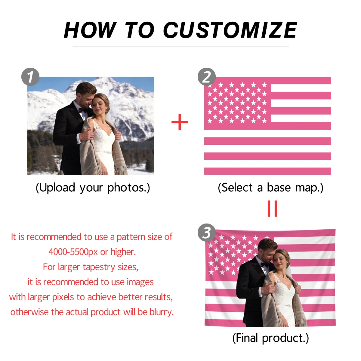 1pc Personalized photo customized American flag tapestry, room decoration banner tapestry customized for family, pets, idols - Image 3