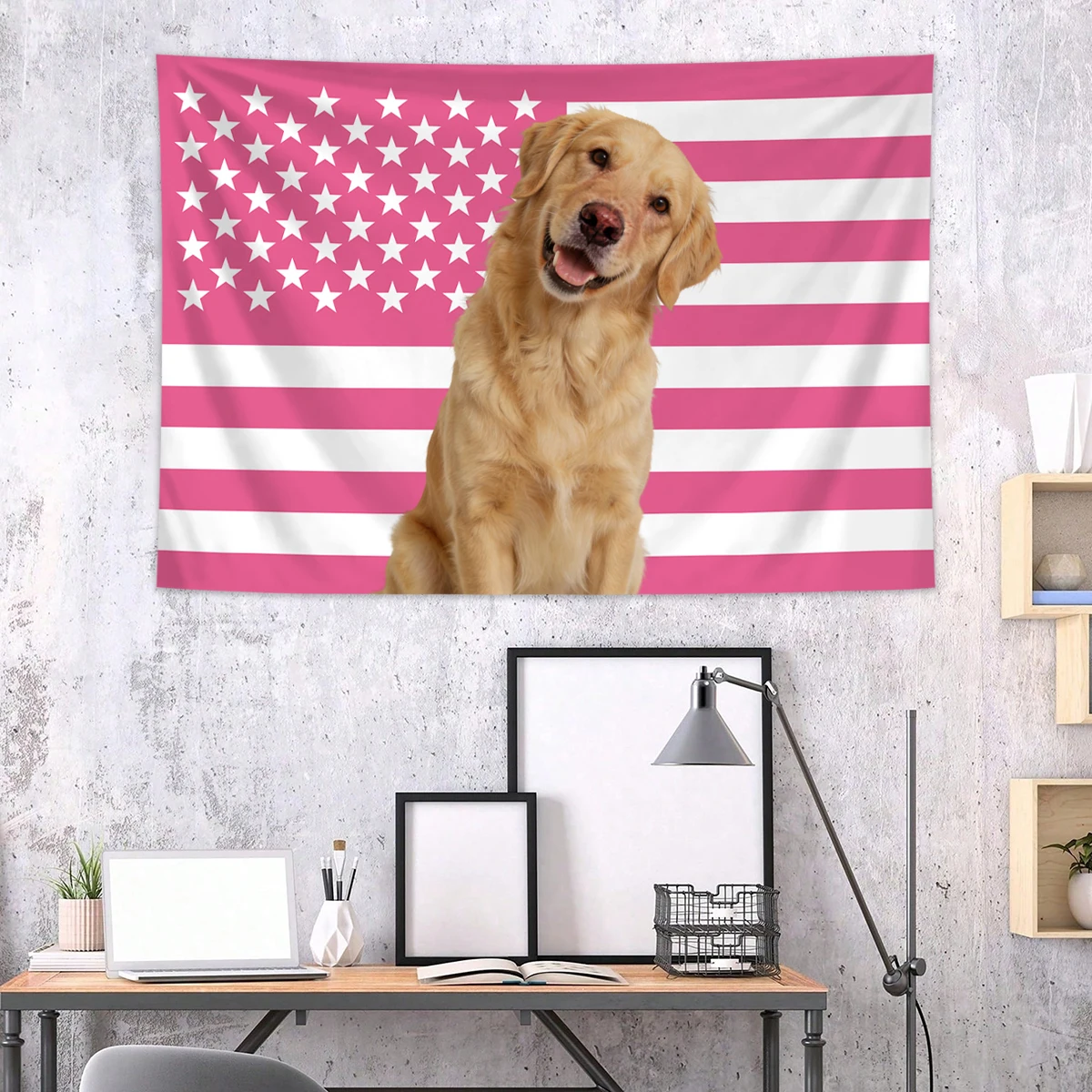 1pc Personalized photo customized American flag tapestry, room decoration banner tapestry customized for family, pets, idols - Image 5