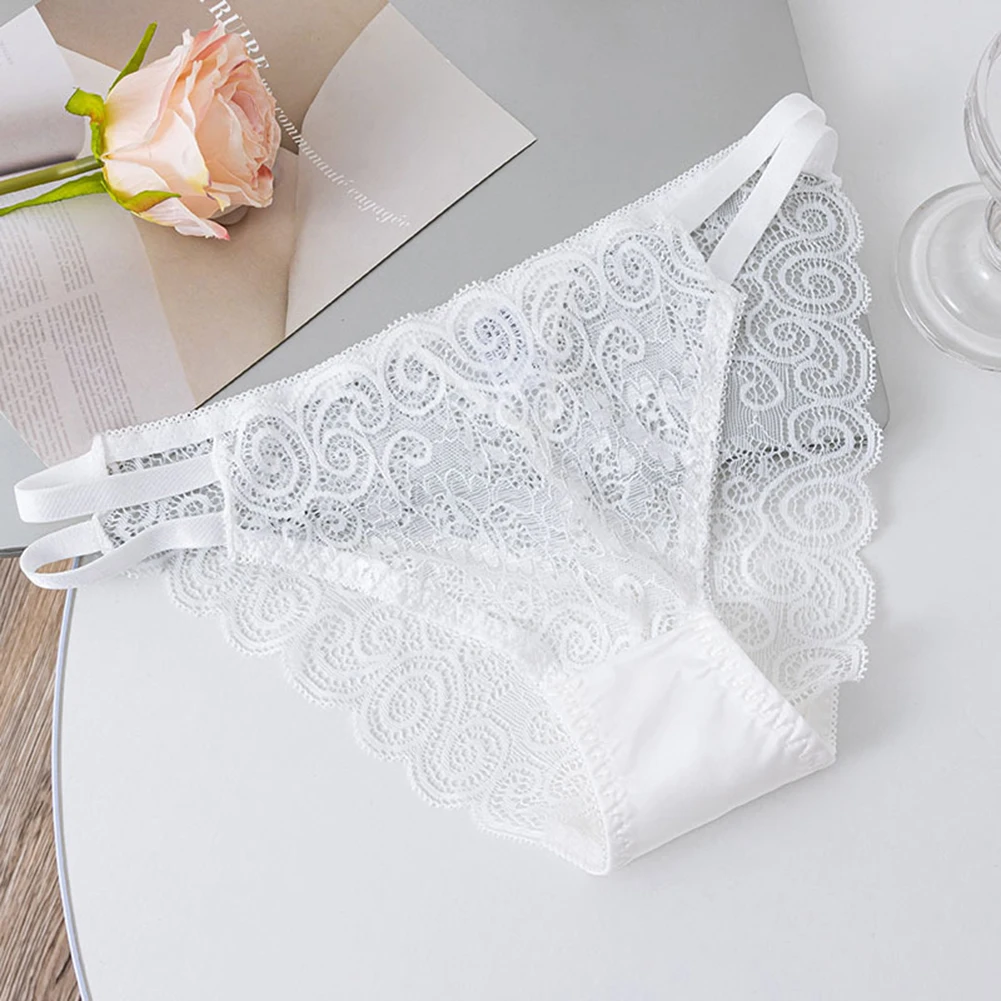 1pc Women's Lace Hollow Pantie Cotton Breathable Comfortable Triangle Pants Sheer Mesh Lace Low-Rise Briefs Underwear - Image 3