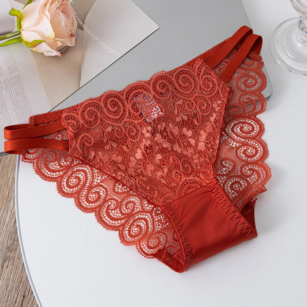 1pc Women's Lace Hollow Pantie Cotton Breathable Comfortable Triangle Pants Sheer Mesh Lace Low-Rise Briefs Underwear - Image 5