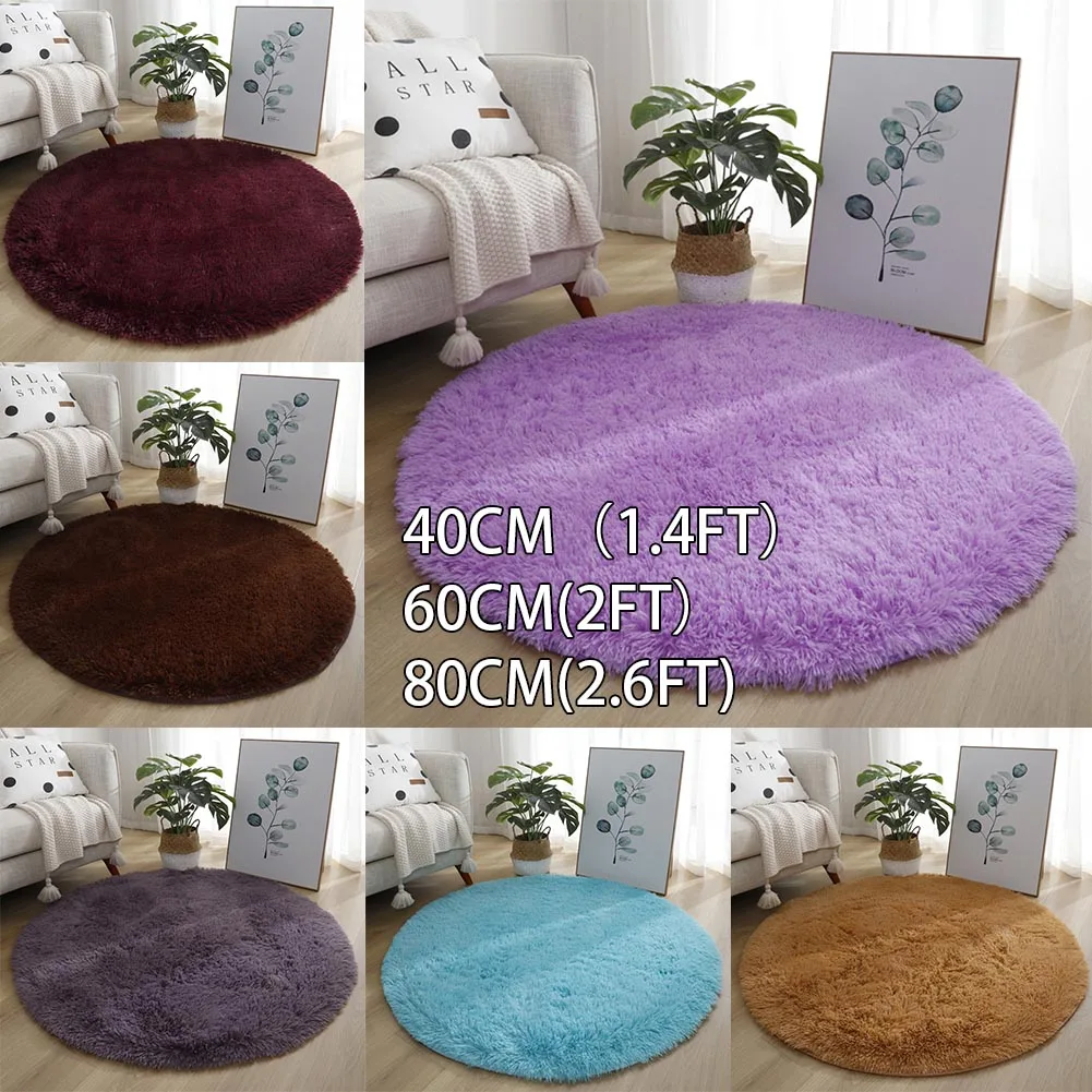1pc home Rugs Large Shaggy Rug 40/60/80cm Super Soft Round Mat Living Room Bedroom Carpet Multi Color Select For Home Decor - Image 2